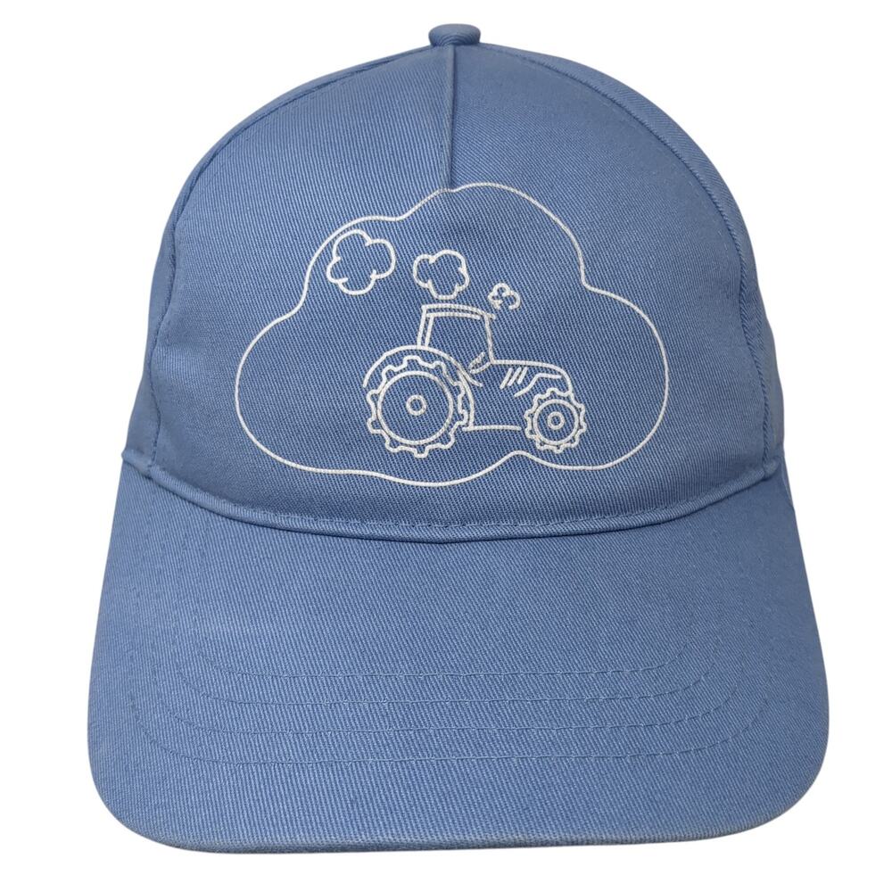 Tractor Strapback 5 Panel Cap Blue One Size Adjustable Vented Holes Cotton Claas